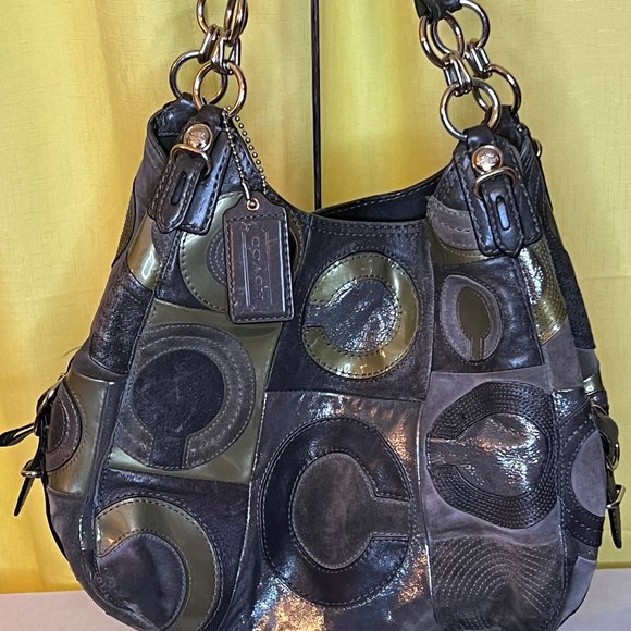 Coach Maggie Mia Leather and Suede Inlaid Design - Picture 1 of 16